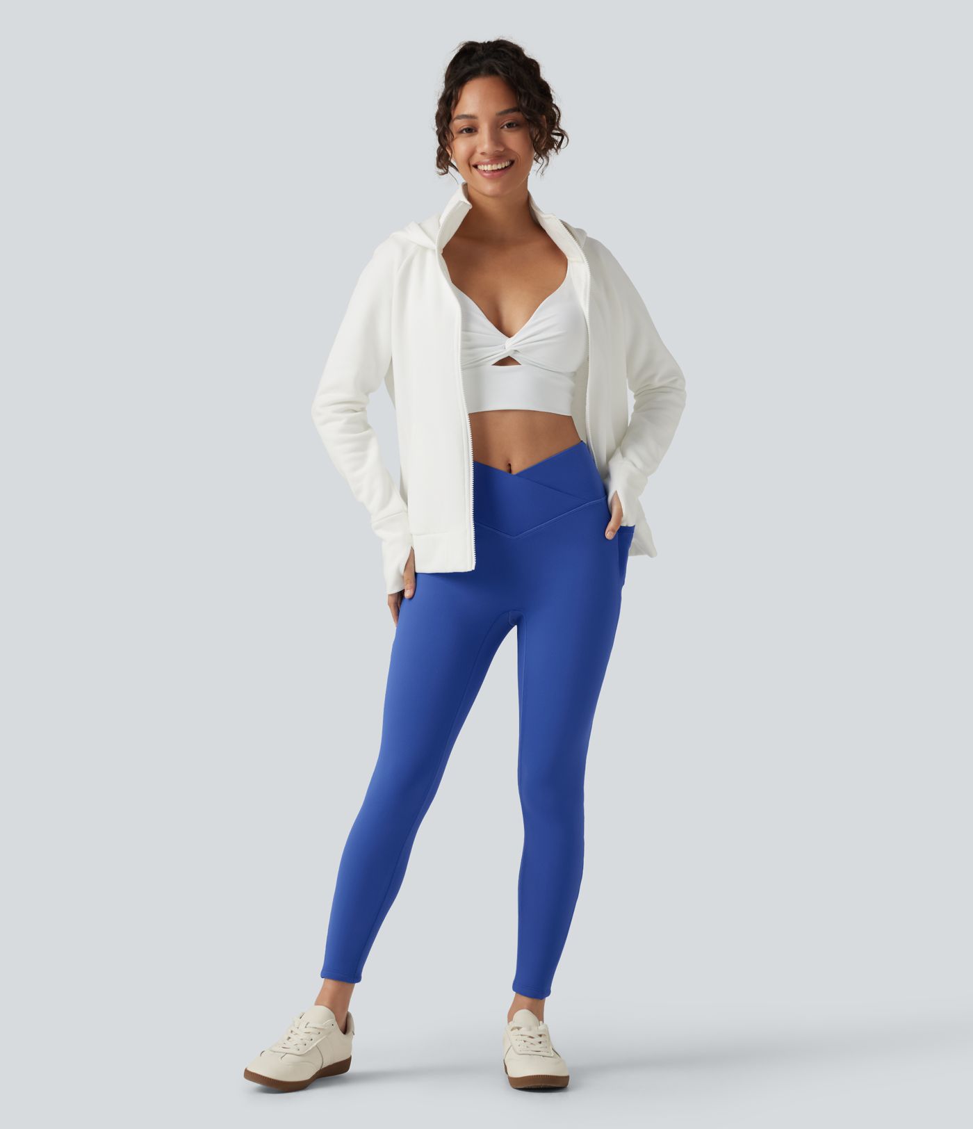 SoftlyZero™ High Waisted Crossover Fleece Yoga Leggings with Pockets