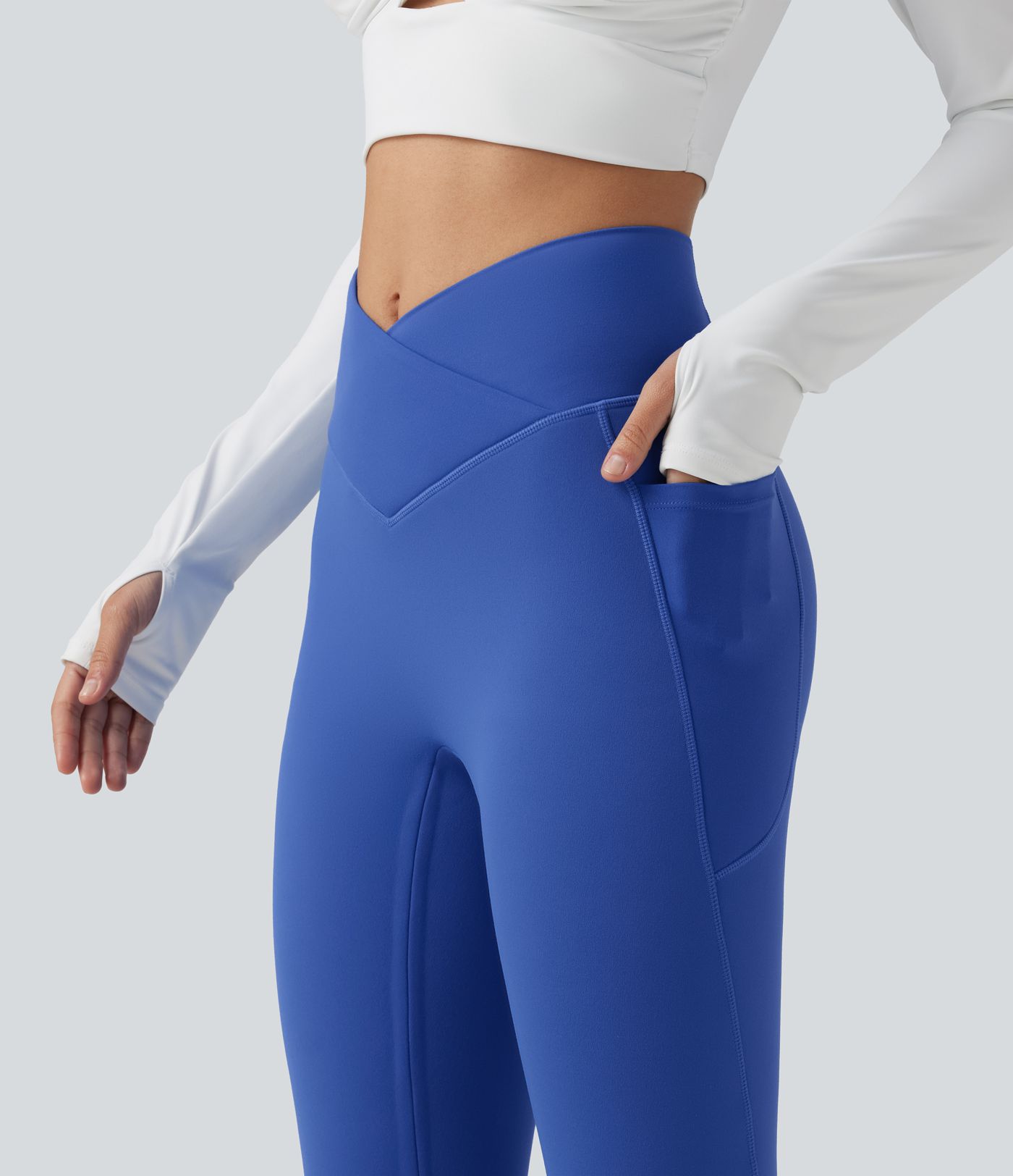 SoftlyZero™ High Waisted Crossover Fleece Yoga Leggings with Pockets
