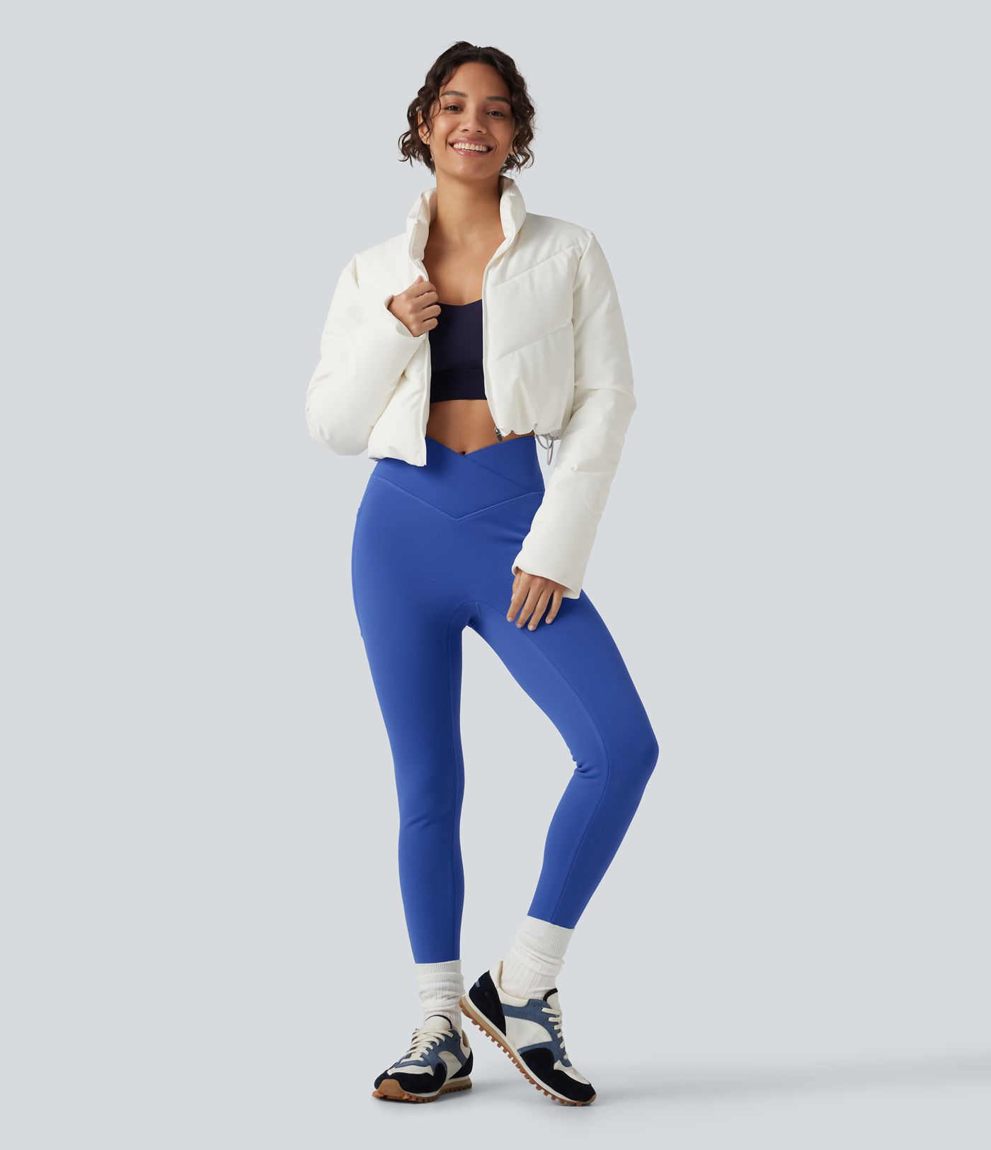 SoftlyZero™ High Waisted Crossover Fleece Yoga Leggings with Pockets