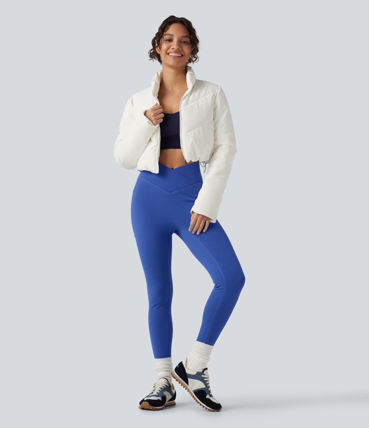 SoftlyZero™ High Waisted Crossover Fleece Yoga Leggings with Pockets
