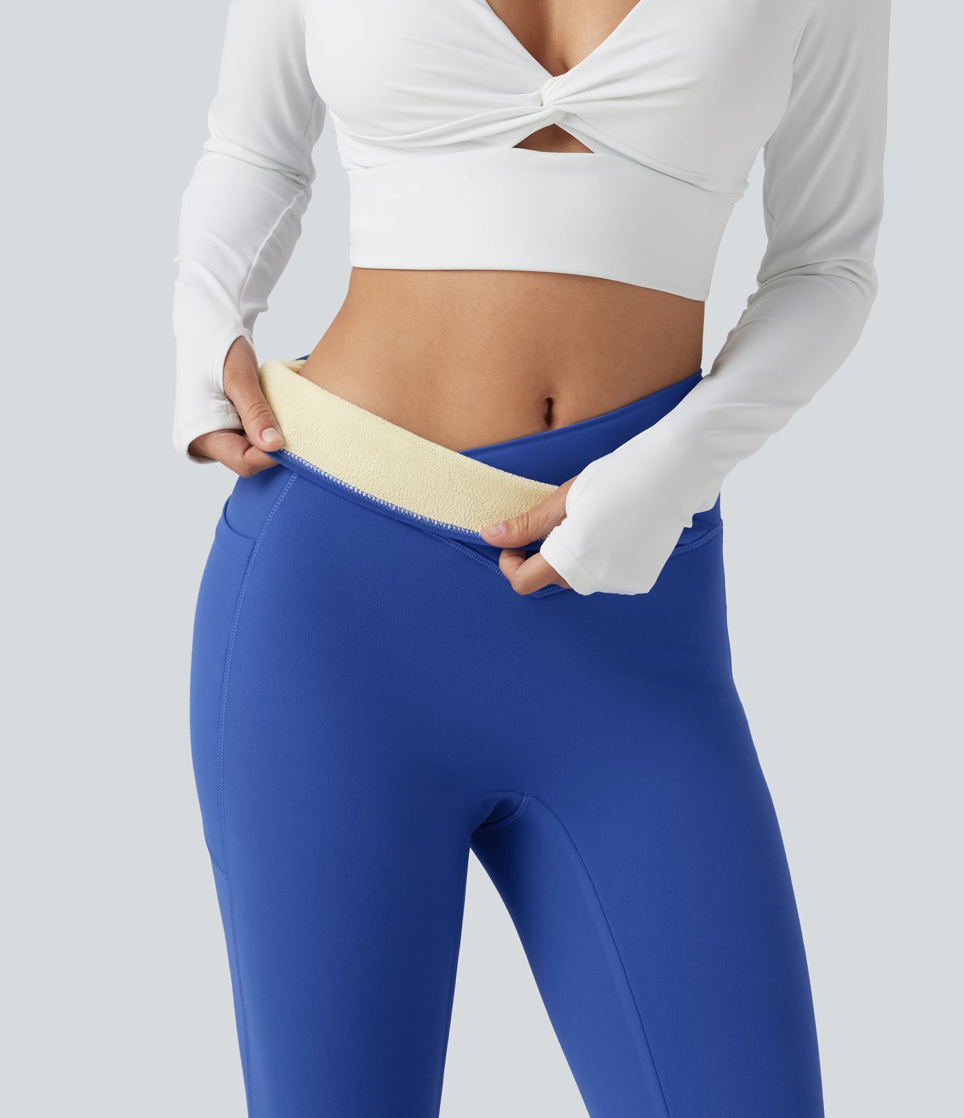 SoftlyZero™ High Waisted Crossover Fleece Yoga Leggings with Pockets