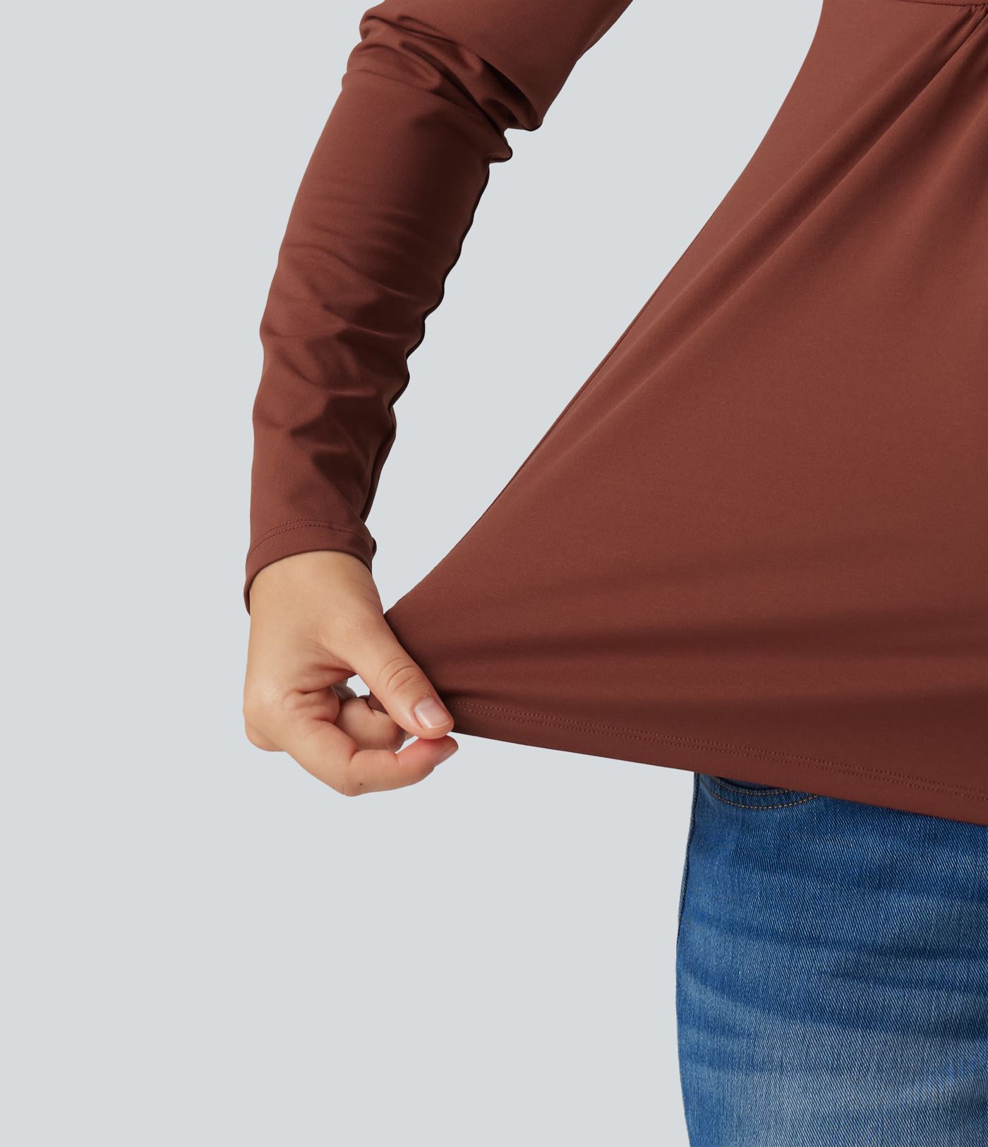 Boat Neck Long Sleeve Crossover Casual Maternity Top