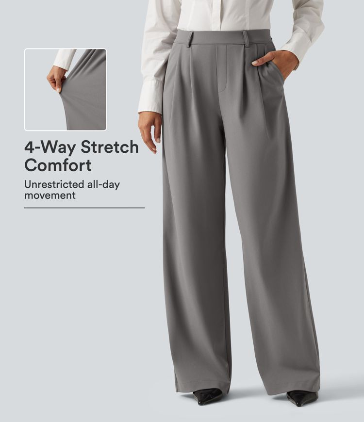 Halara Flex™ DayStretch High Waisted Pleated Wide Leg Work Pants with Pockets Halara Flex™ DayStretch High Waisted Pleated Wide Leg Work Pants with Pockets