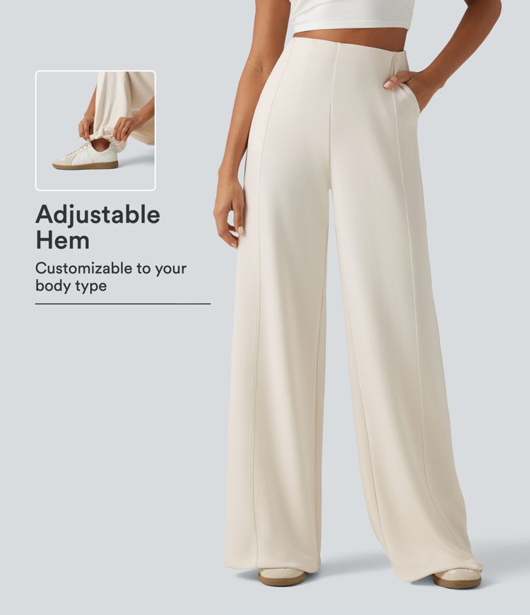 High Waisted Wide Leg Casual Sweatpants with Pockets High Waisted Wide Leg Casual Sweatpants with Pockets