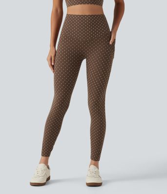 Halara UltraSculpt™ Flocked High Waisted Tummy Control Polka Dot Workout Leggings with Pockets