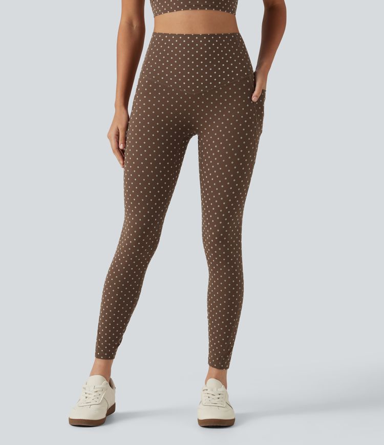 Halara UltraSculpt™ Flocked High Waisted Tummy Control Polka Dot Workout Leggings with Pockets