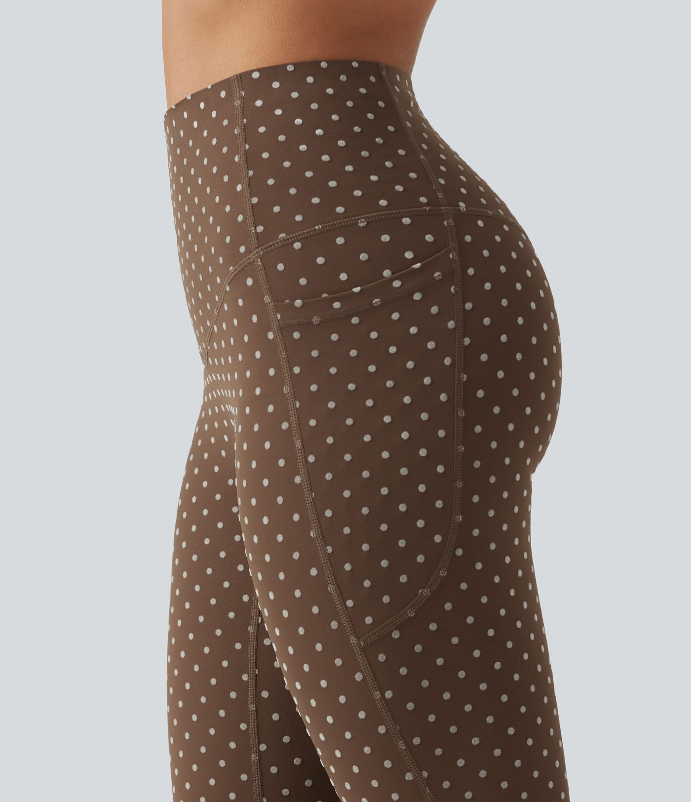 Halara UltraSculpt™ Flocked High Waisted Tummy Control Polka Dot Workout Leggings with Pockets