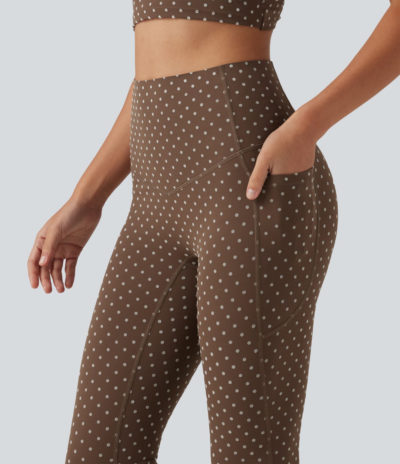 Halara UltraSculpt™ Flocked High Waisted Tummy Control Polka Dot Workout Leggings with Pockets