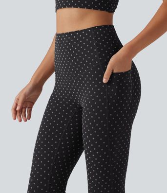 Halara UltraSculpt™ Flocked High Waisted Tummy Control Polka Dot Workout Leggings with Pockets