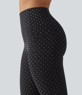 Halara UltraSculpt™ Flocked High Waisted Tummy Control Polka Dot Workout Leggings with Pockets