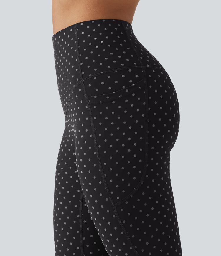 Halara UltraSculpt™ Flocked High Waisted Tummy Control Polka Dot Workout Leggings with Pockets