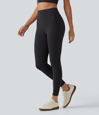 Halara UltraSculpt™ Flocked High Waisted Tummy Control Polka Dot Workout Leggings with Pockets