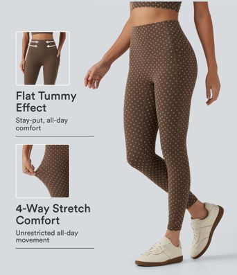 Halara UltraSculpt™ Flocked High Waisted Tummy Control Polka Dot Workout Leggings with Pockets