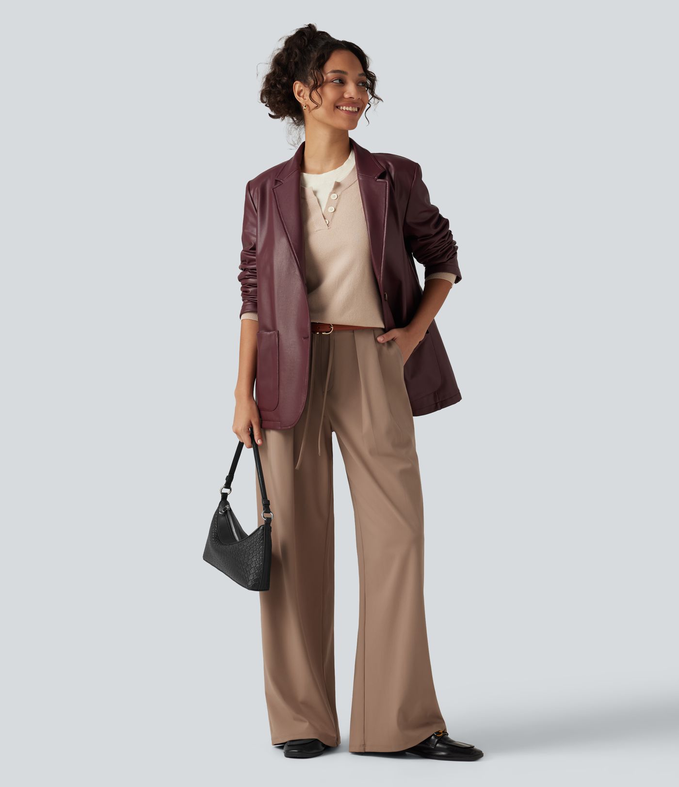 Halara Flex™ DayStretch Mid Rise Drawstring Wide Leg Work Pants with Pockets