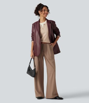 Halara Flex™ DayStretch Mid Rise Drawstring Wide Leg Work Pants with Pockets