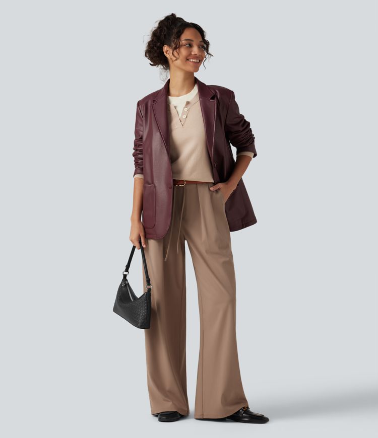 Halara Flex™ DayStretch Mid Rise Drawstring Wide Leg Work Pants with Pockets