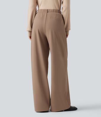 Halara Flex™ DayStretch Mid Rise Drawstring Wide Leg Work Pants with Pockets