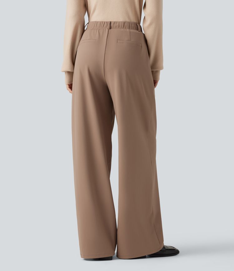 Halara Flex™ DayStretch Mid Rise Drawstring Wide Leg Work Pants with Pockets