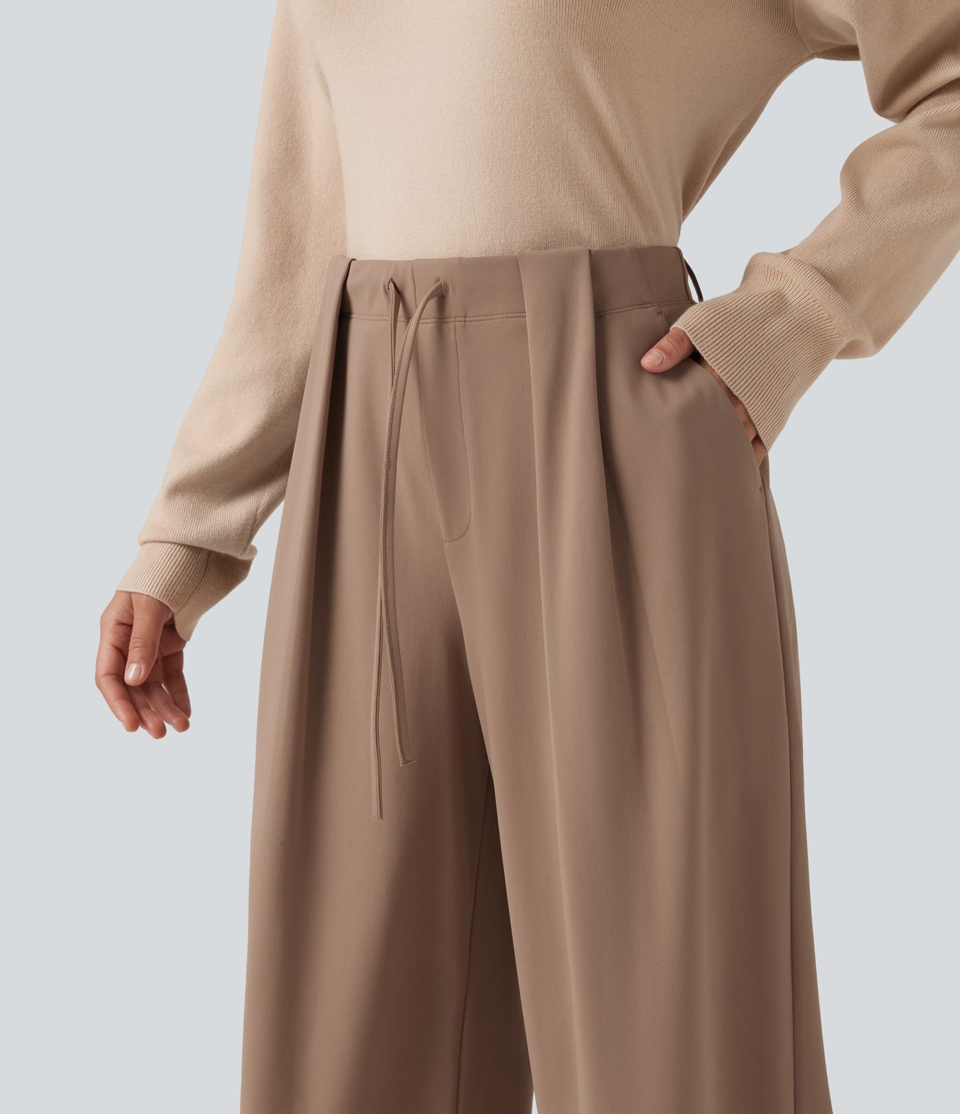 Halara Flex™ DayStretch Mid Rise Drawstring Wide Leg Work Pants with Pockets