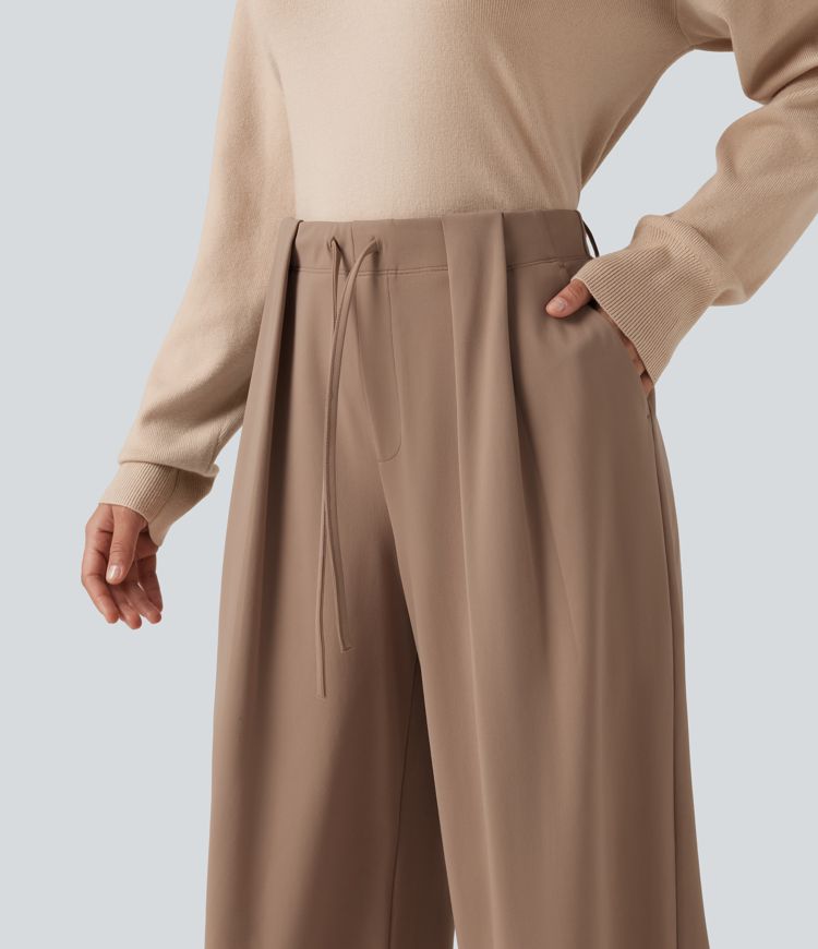 Halara Flex™ DayStretch Mid Rise Drawstring Wide Leg Work Pants with Pockets