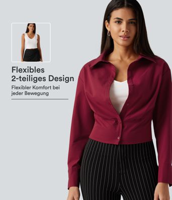 2-teiliges Bürohemd mit langen Ärmeln und integriertem Tanktop - boxy fit