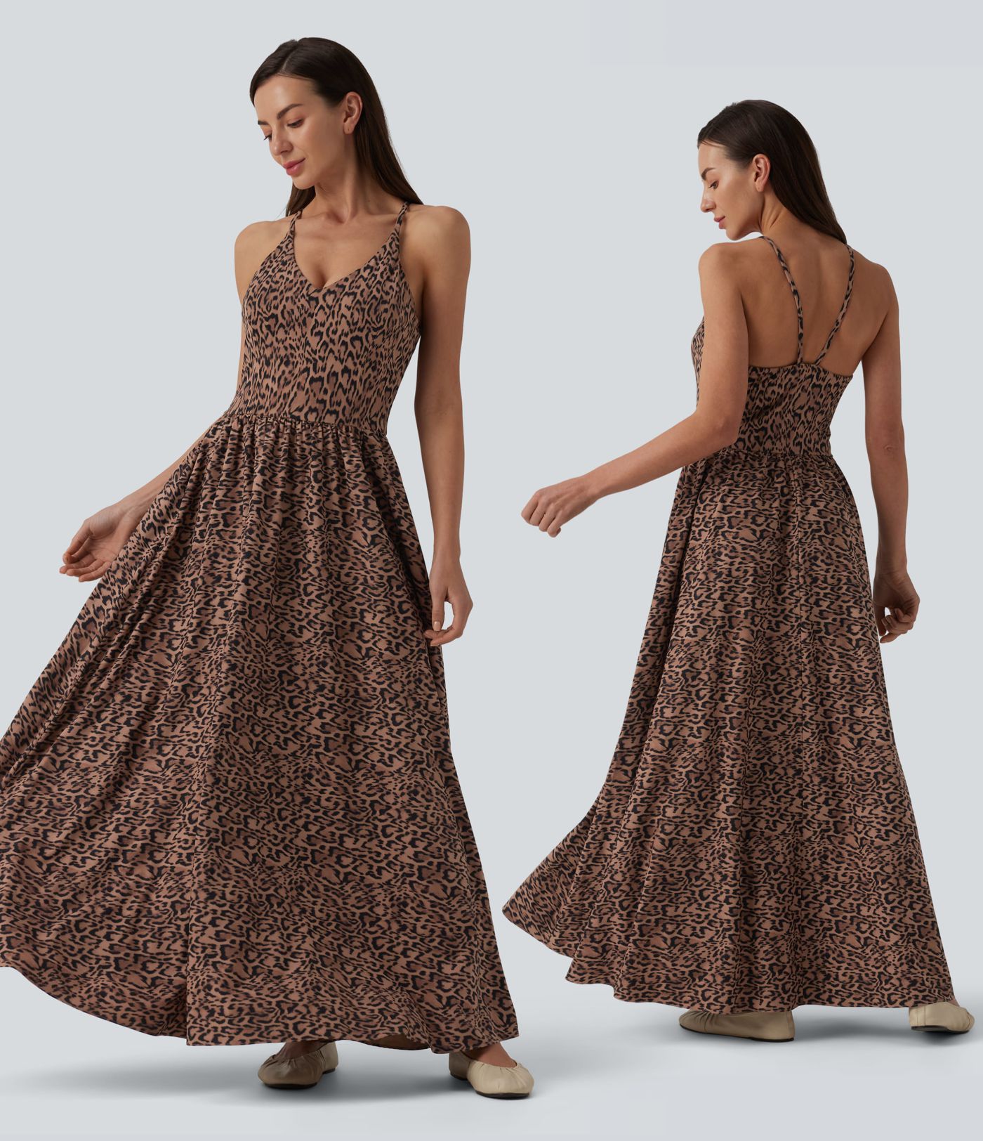 Robe longue fluide décontractée à bretelles avec poches Robe longue fluide décontractée à bretelles avec poches