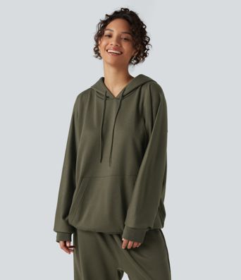 Lässiges Sport-Sweatshirt mit Kapuze, Rundhalsausschnitt, Kängurutasche und langen Ärmeln Lässiges Sport-Sweatshirt mit Kapuze, Rundhalsausschnitt, Kängurutasche und langen Ärmeln