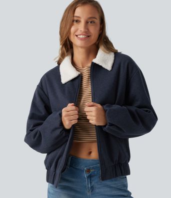 Collared Plaid Long Sleeve Casual Jacket with Pockets
