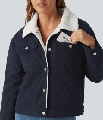 Stand Collar Long Sleeve Corduroy Casual Jacket with Pockets Stand Collar Long Sleeve Corduroy Casual Jacket with Pockets