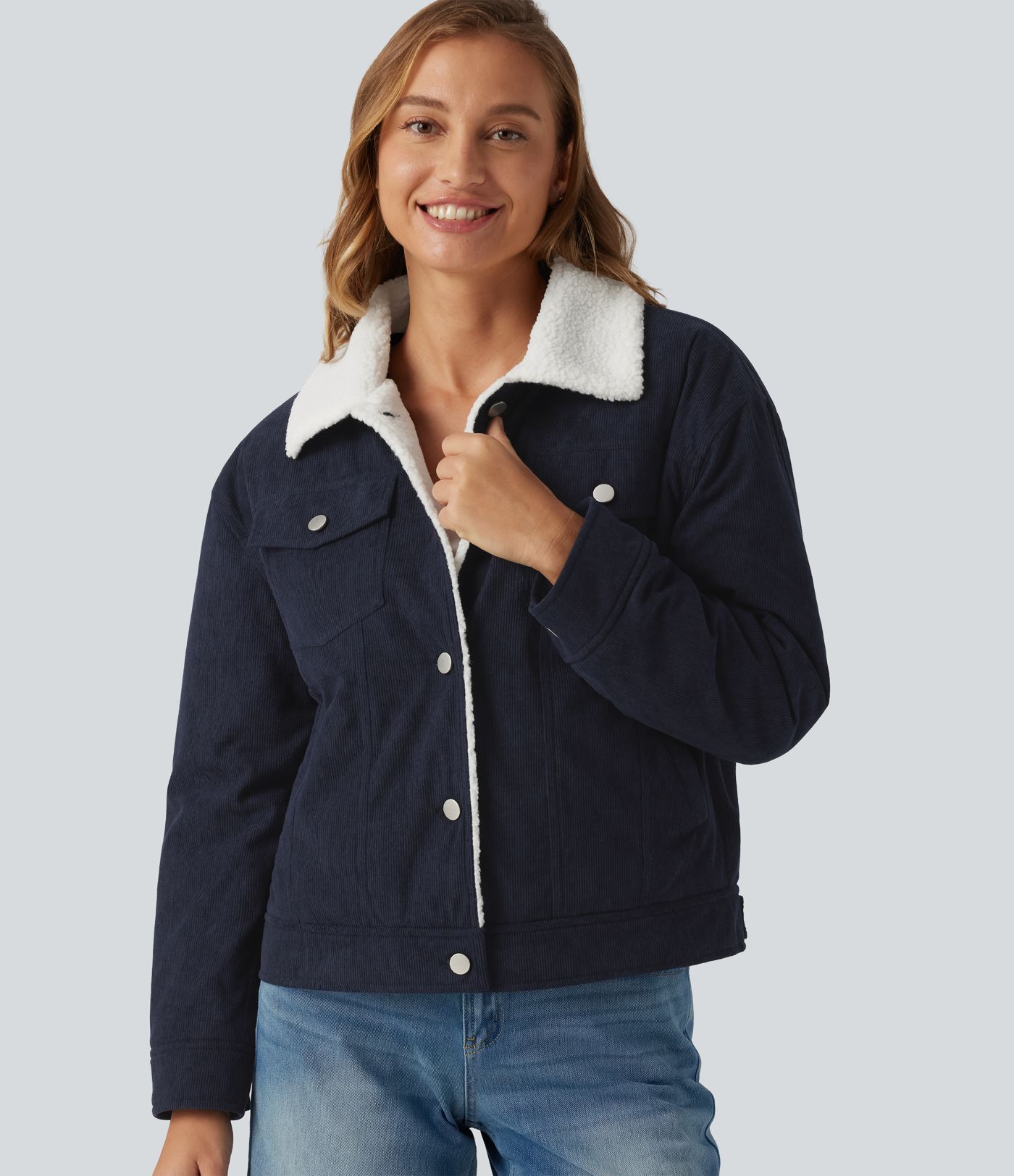 Stand Collar Long Sleeve Corduroy Casual Jacket with Pockets Stand Collar Long Sleeve Corduroy Casual Jacket with Pockets