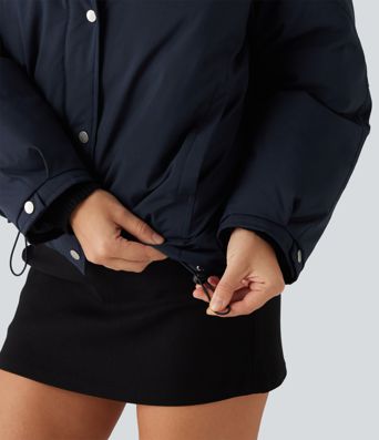 Collared Long Sleeve Casual Padded Jacket with Pockets Collared Long Sleeve Casual Padded Jacket with Pockets