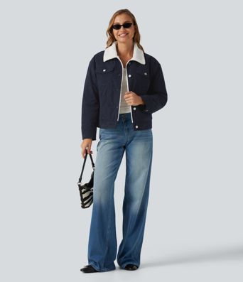 Stand Collar Long Sleeve Corduroy Casual Jacket with Pockets Stand Collar Long Sleeve Corduroy Casual Jacket with Pockets