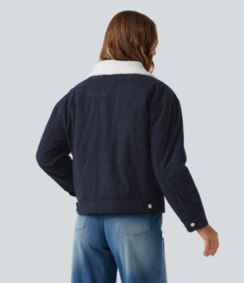 Stand Collar Long Sleeve Corduroy Casual Jacket with Pockets Stand Collar Long Sleeve Corduroy Casual Jacket with Pockets