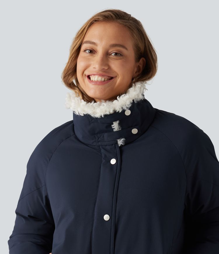 Collared Long Sleeve Casual Padded Jacket with Pockets Collared Long Sleeve Casual Padded Jacket with Pockets