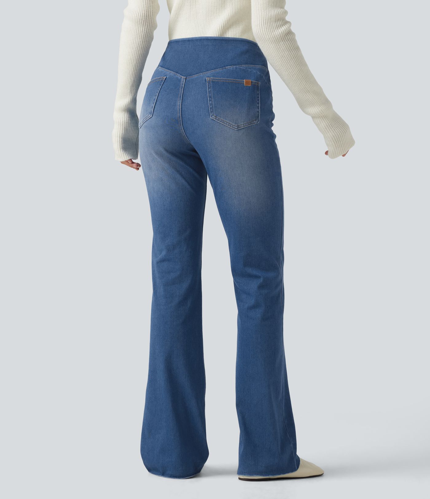 Halara Flex™ Mid Rise Bootcut Denim Casual Leggings with Pockets Halara Flex™ Mid Rise Bootcut Denim Casual Leggings with Pockets