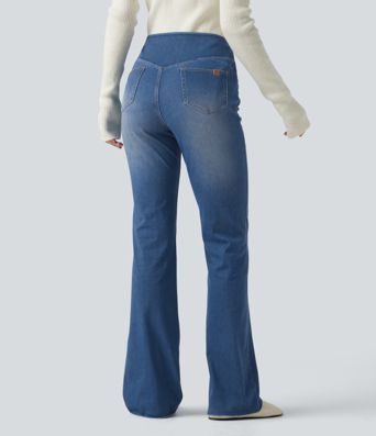 Halara Flex™ Mid Rise Bootcut Denim Casual Leggings with Pockets Halara Flex™ Mid Rise Bootcut Denim Casual Leggings with Pockets