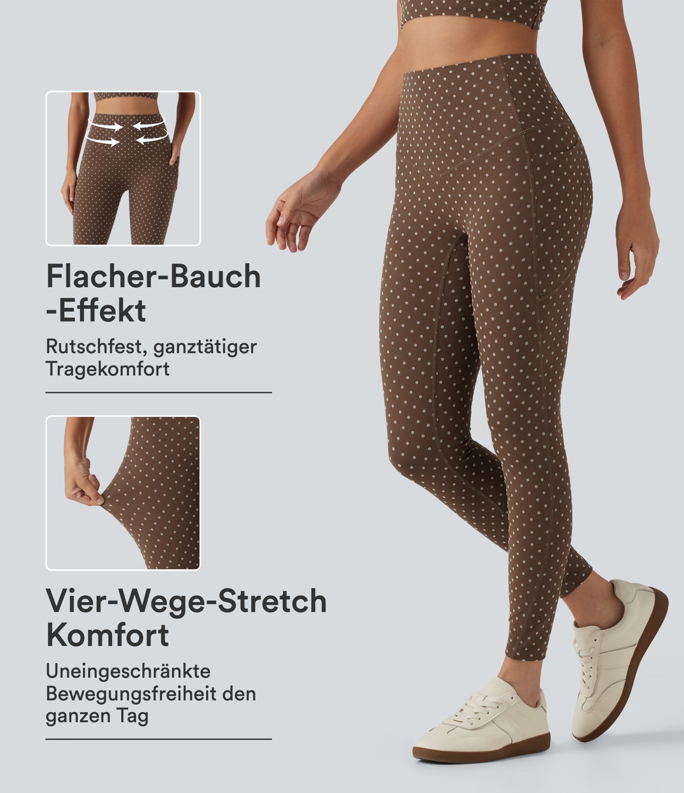 Halara UltraSculpt™ - Workout-Leggings mit hohem Bund, Seitentaschen, Bauchkontrolle und Polka-Dots Halara UltraSculpt™ - Workout-Leggings mit hohem Bund, Seitentaschen, Bauchkontrolle und Polka-Dots
