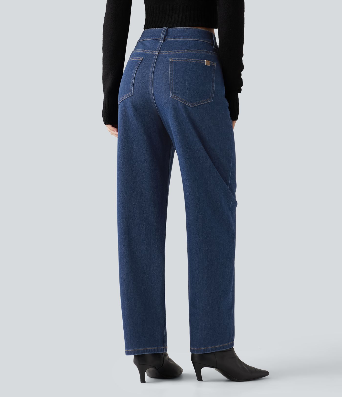 Halara Flex™ Mid Rise Asymmetric Barrel Leg Casual Jeans with Pockets