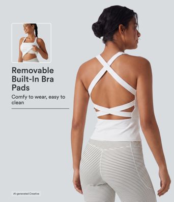 SoftlyZero™ Airy Square Neck Built-in Bra InstantCool Training Tank Top-Longer Length-UPF50+ DD-F Cups SoftlyZero™ Airy Square Neck Built-in Bra InstantCool Training Tank Top-Longer Length-UPF50+ DD-F Cups