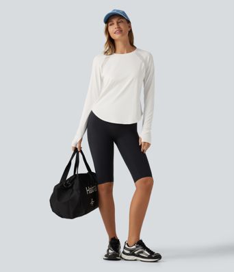 SoftlyZero™ QuickDry Round Neck Long Sleeve Contrast Mesh Thumb Hole Running Sports Top 