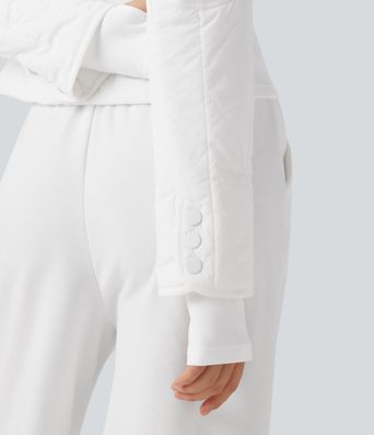 Veste matelassée décontractée à col montant, manches longues et poches