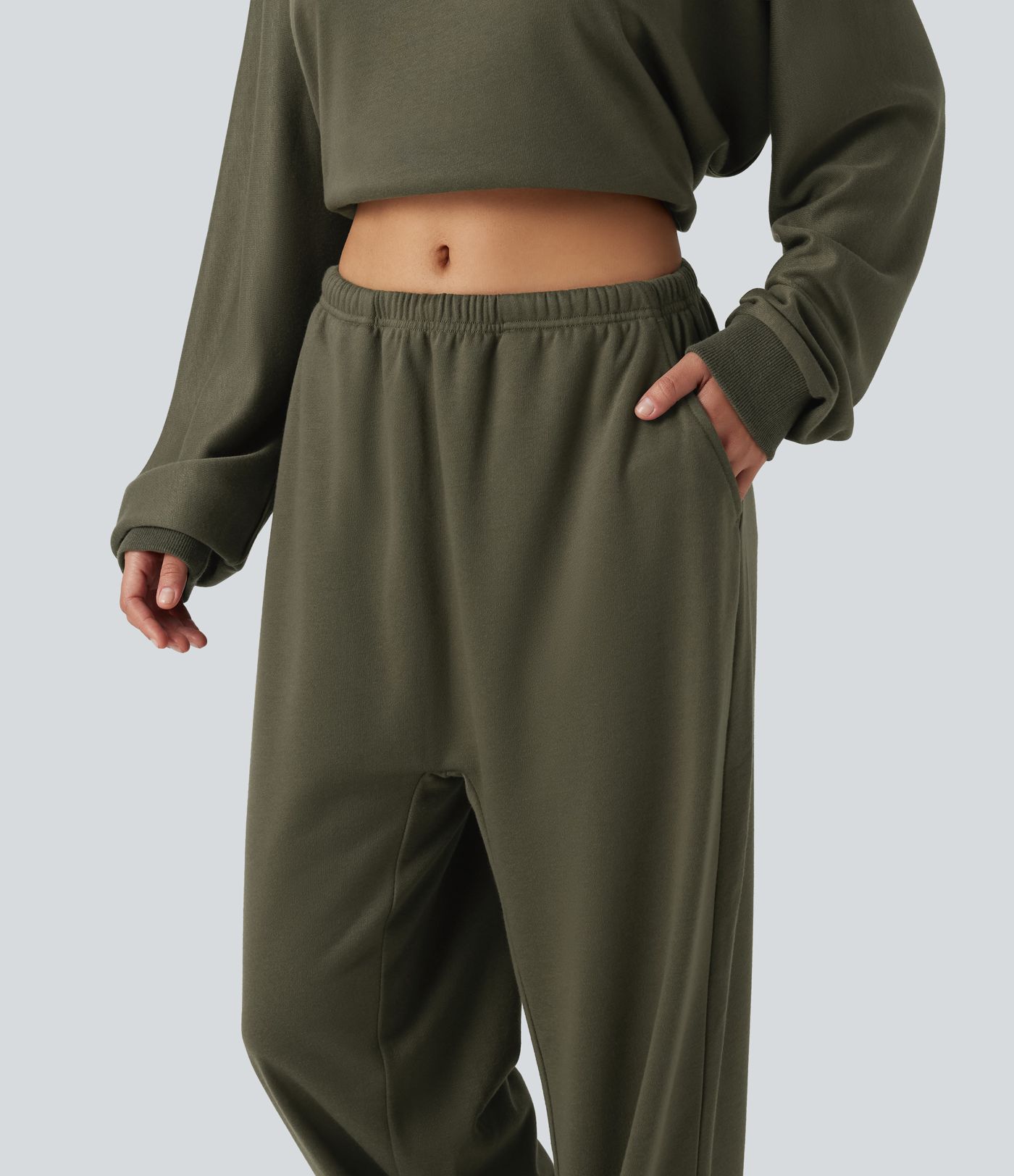 Low Rise Drawstring Straight Leg Casual Sweatpants with Pockets
