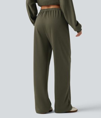 Low Rise Drawstring Straight Leg Casual Sweatpants with Pockets
