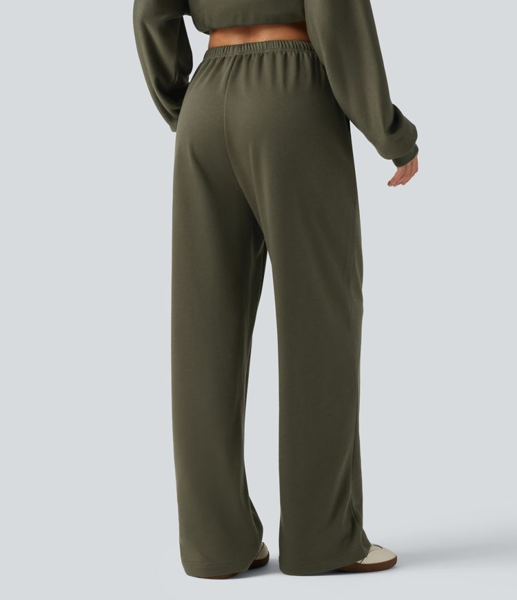 Low Rise Drawstring Straight Leg Casual Sweatpants with Pockets