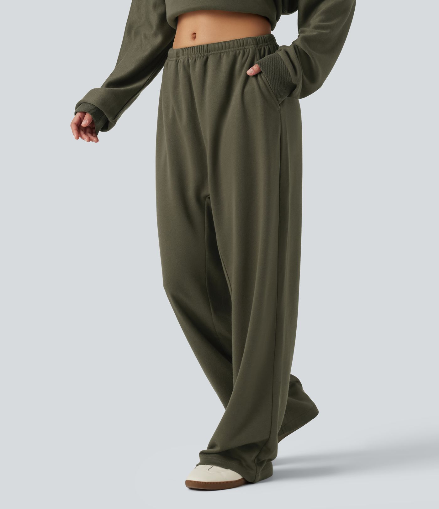 Low Rise Drawstring Straight Leg Casual Sweatpants with Pockets