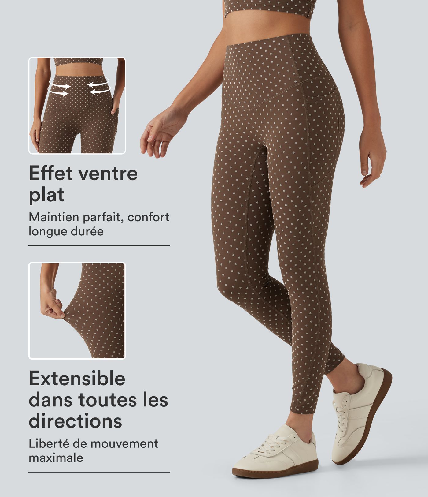 Legging de sport Halara UltraSculpt™ floqué à pois, taille haute gainant avec poches Legging de sport Halara UltraSculpt™ floqué à pois, taille haute gainant avec poches