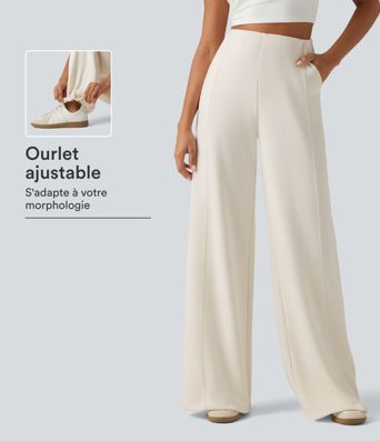 Pantalon de jogging taille haute coupe large avec poches Pantalon de jogging taille haute coupe large avec poches