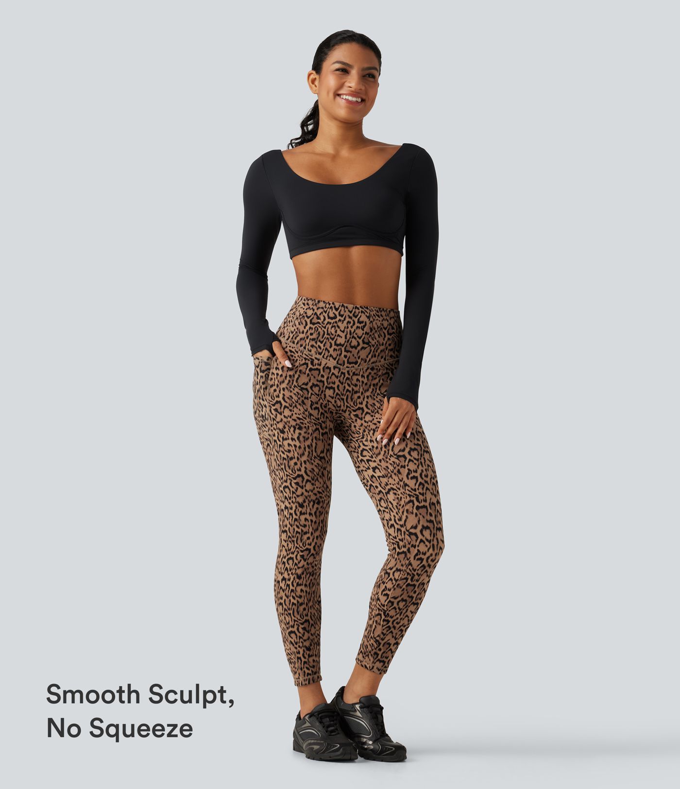 Halara UltraSculpt™ Leopard Print High Waisted Tummy Control Fleece Workout Leggings with Pockets Halara UltraSculpt™ Leopard Print High Waisted Tummy Control Fleece Workout Leggings with Pockets