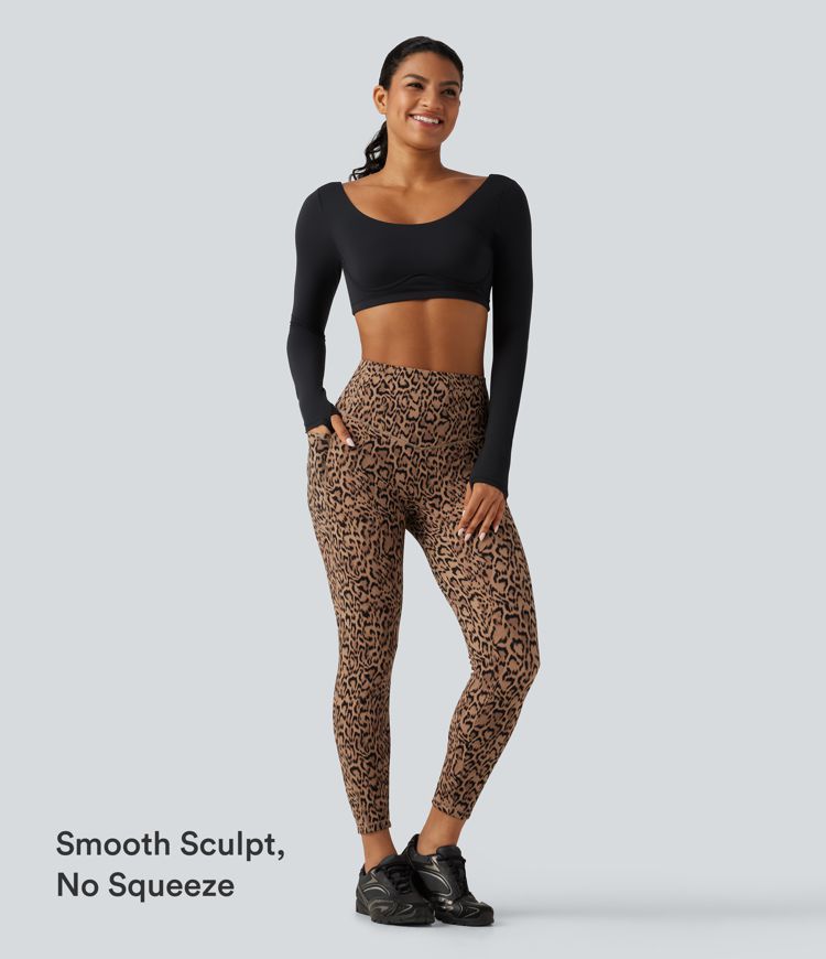 Halara UltraSculpt™ Leopard Print High Waisted Tummy Control Fleece Workout Leggings with Pockets Halara UltraSculpt™ Leopard Print High Waisted Tummy Control Fleece Workout Leggings with Pockets