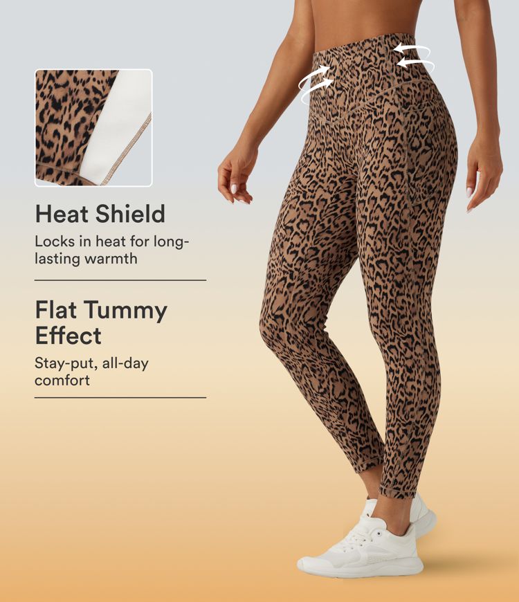 Halara UltraSculpt™ Leopard Print High Waisted Tummy Control Fleece Workout Leggings with Pockets Halara UltraSculpt™ Leopard Print High Waisted Tummy Control Fleece Workout Leggings with Pockets